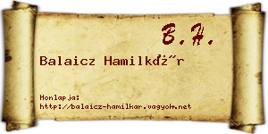 Balaicz Hamilkár névjegykártya